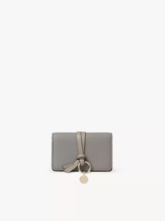 Alphabet card holder in grained leather