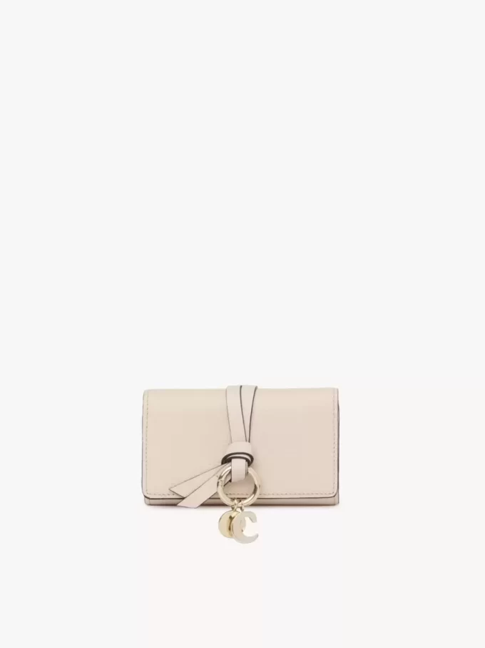 Alphabet key case in grained leather