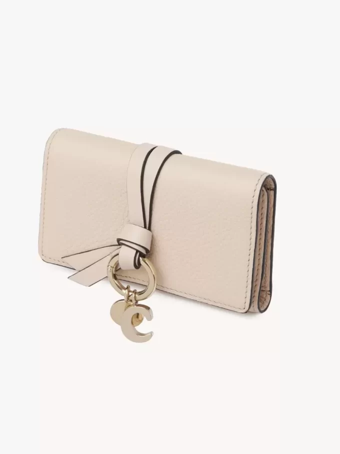 Alphabet key case in grained leather