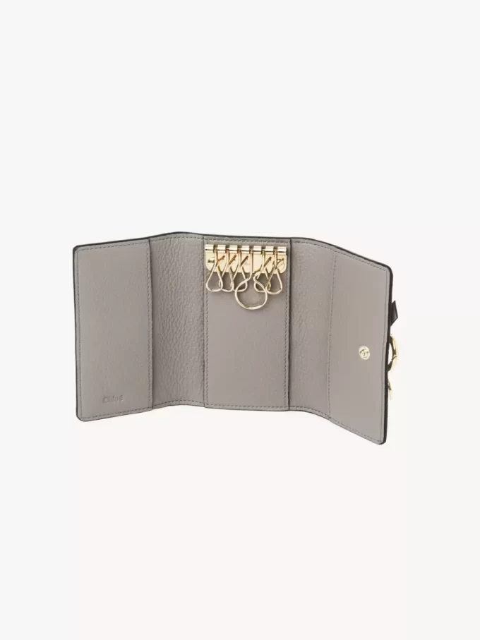 Alphabet key case in grained leather