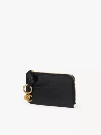 Alphabet wallet in croco-effect leather