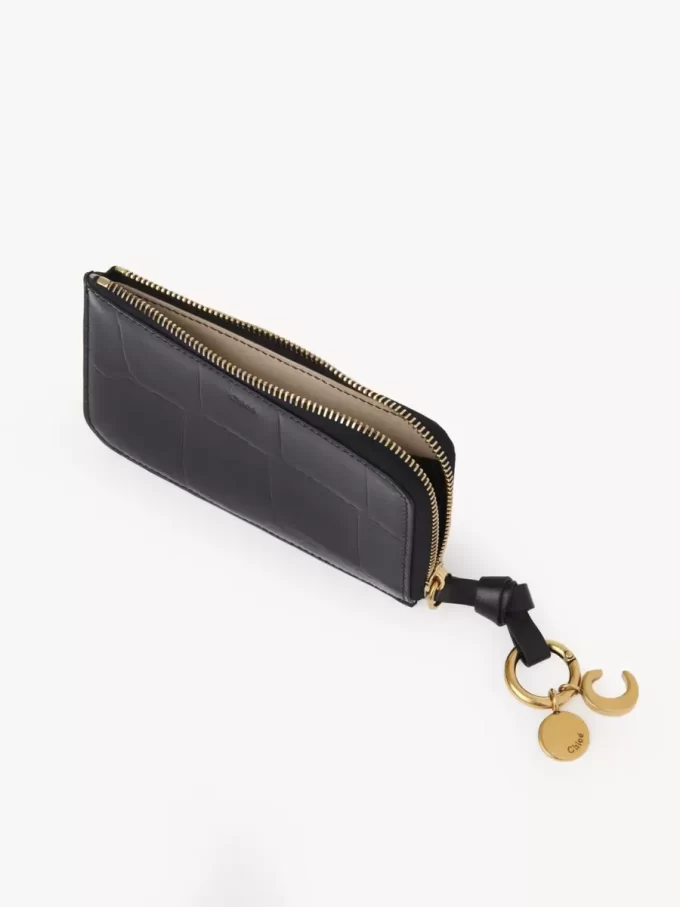 Alphabet wallet in croco-effect leather