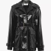 Belted jacket in shiny coated cotton