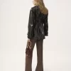 Belted jacket in shiny coated cotton
