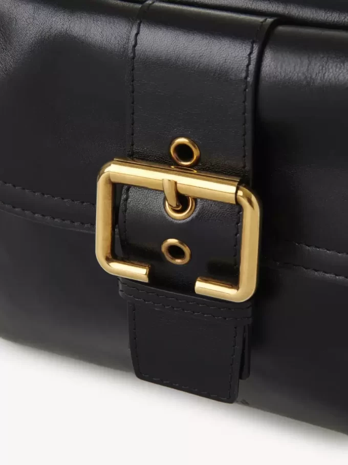 Camera bag in shiny leather