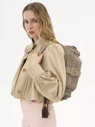 Camera bag in suede leather