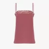 Camisole top in crêpe de chine & lace