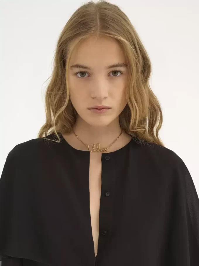 Cape blouse in silk georgette