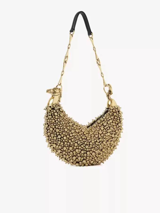 Chain Horse shoulder bag in beaded suede leather