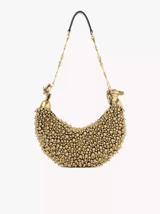 Chain Horse shoulder bag in beaded suede leather