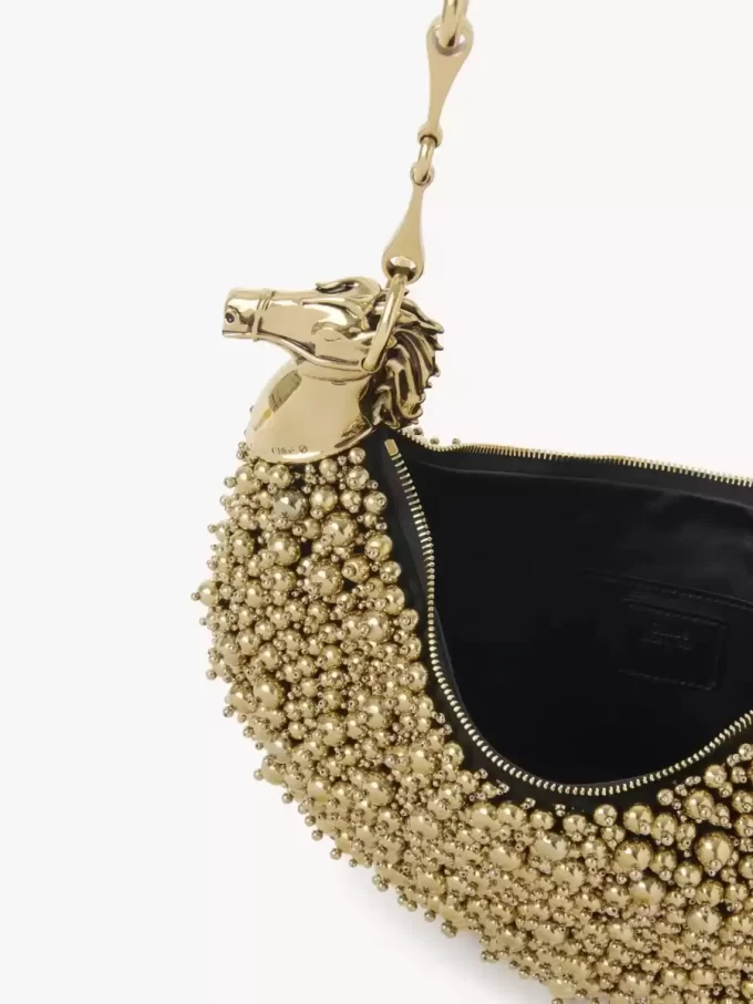Chain Horse shoulder bag in beaded suede leather