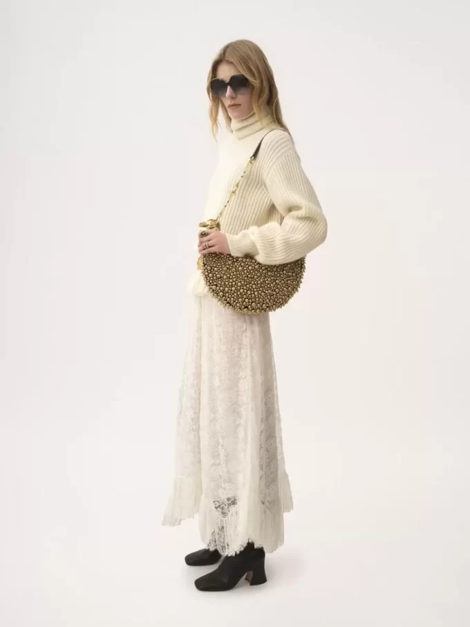 Chain Horse shoulder bag in beaded suede leather
