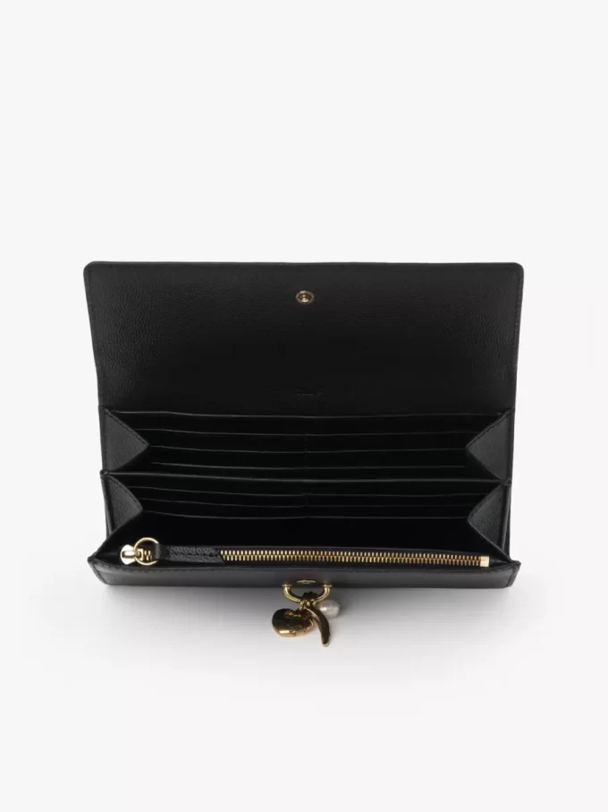 Chloé Charms long wallet with flap in grained leather