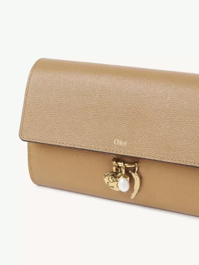 Chloé Charms long wallet with flap in grained leather