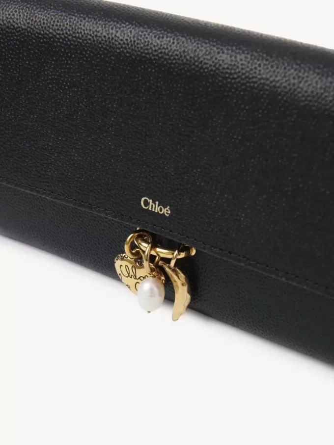 Chloé Charms long wallet with flap in grained leather