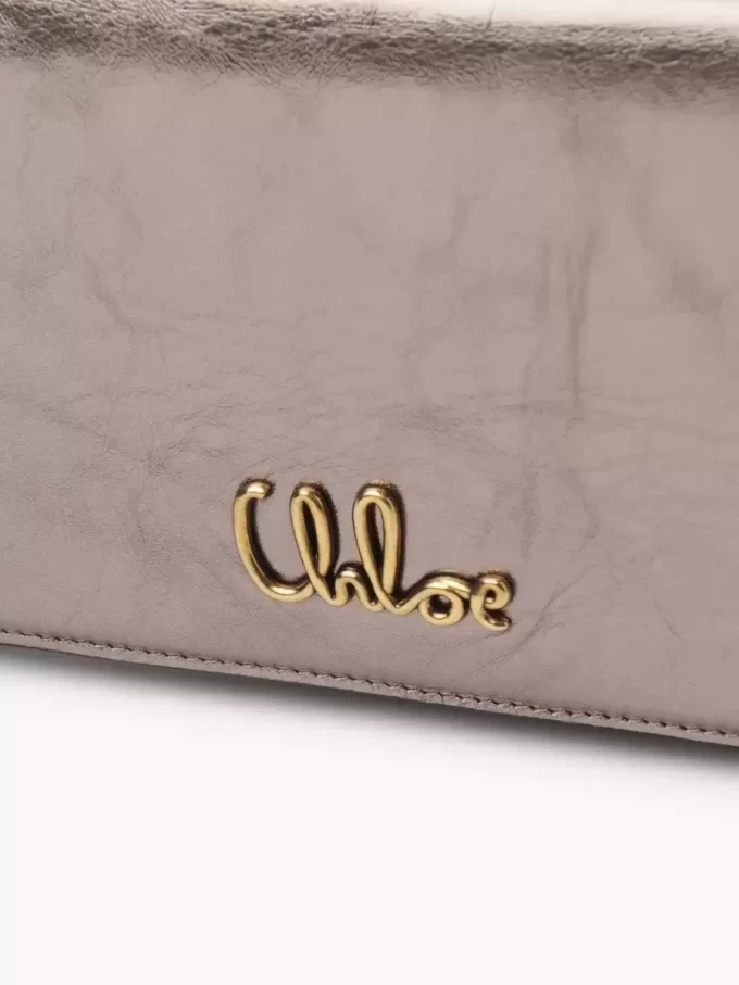 Chloé Iconic flap wallet on chain in metallized leather