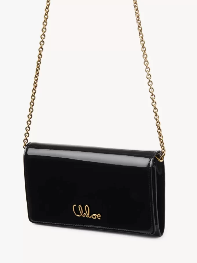 Chloé Iconic flap wallet on chain in patent leather