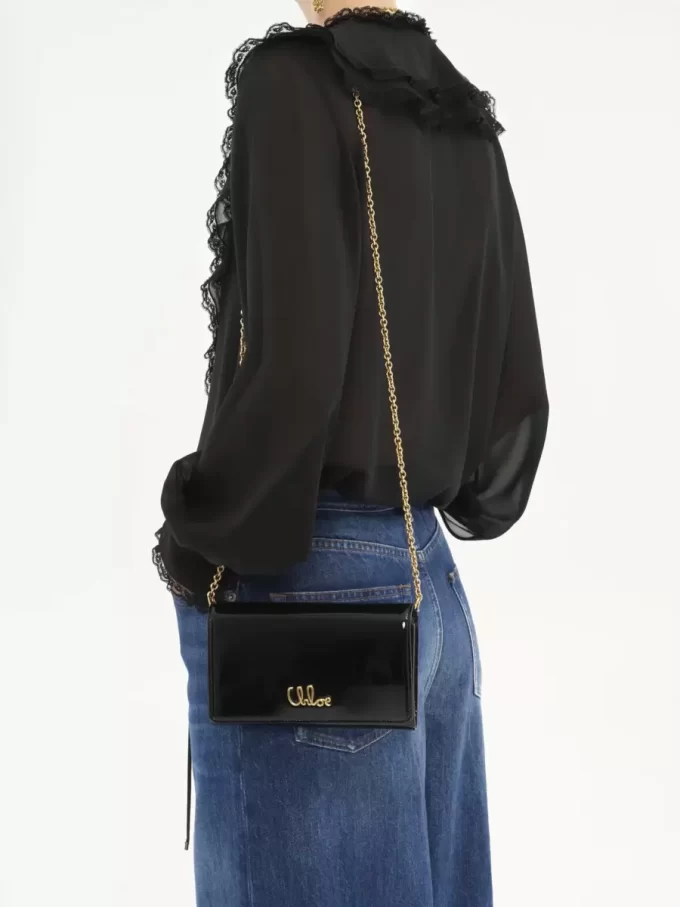 Chloé Iconic flap wallet on chain in patent leather