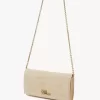 Chloé Iconic flap wallet on chain in raffia-effect fibers