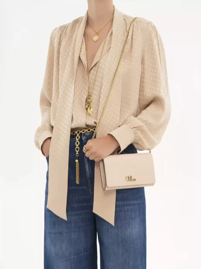 Chloé Iconic flap wallet on chain in shiny leather