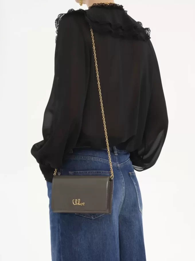 Chloé Iconic flap wallet on chain in shiny leather