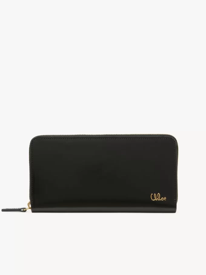 Chloé Iconic zipped long wallet in shiny leather