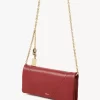 Chloé Spin flap wallet on chain in grained leather