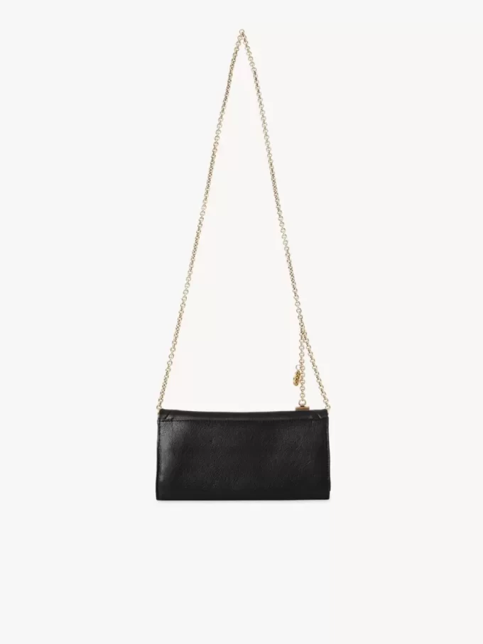 Chloé Spin flap wallet on chain in grained leather