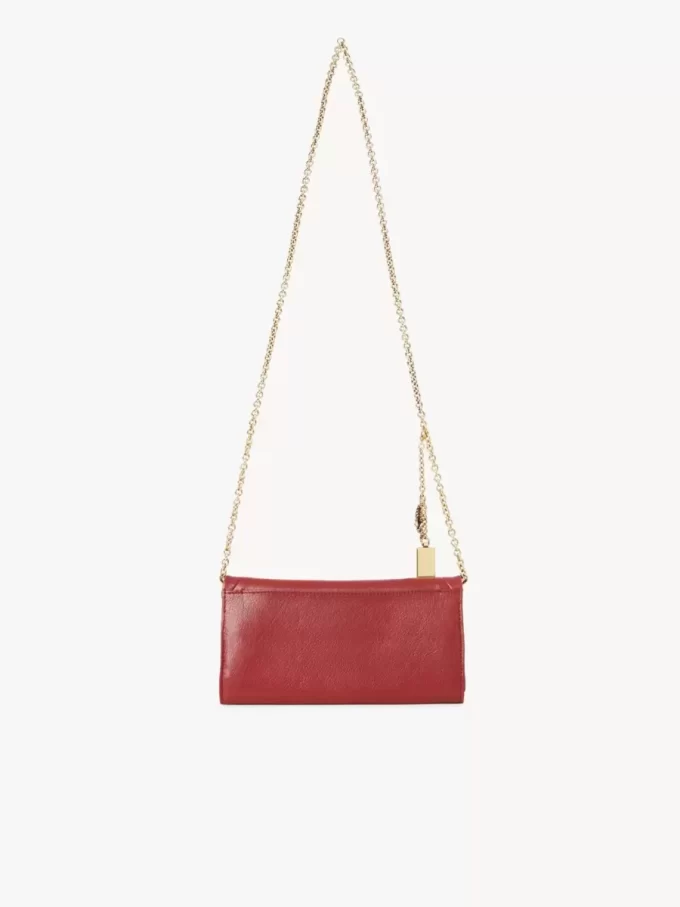Chloé Spin flap wallet on chain in grained leather