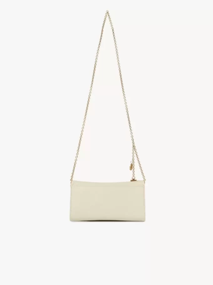 Chloé Spin flap wallet on chain in grained leather