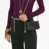 Chloé Spin flap wallet on chain in grained leather