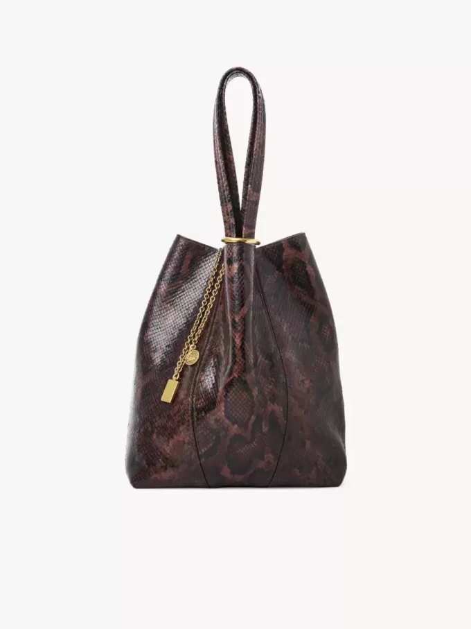 Chloé Spin tote bag in python-effect leather