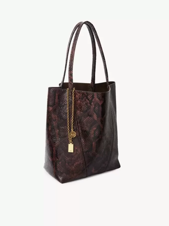 Chloé Spin tote bag in python-effect leather