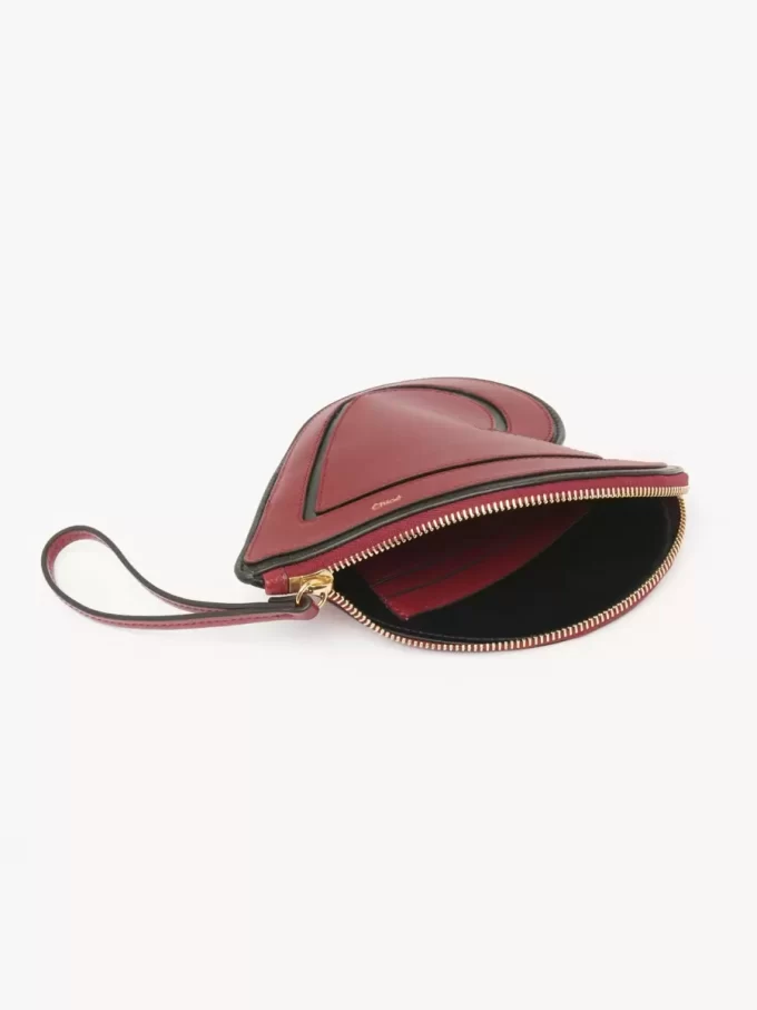 Chloé Symbols Heart flat pouch in grained leather