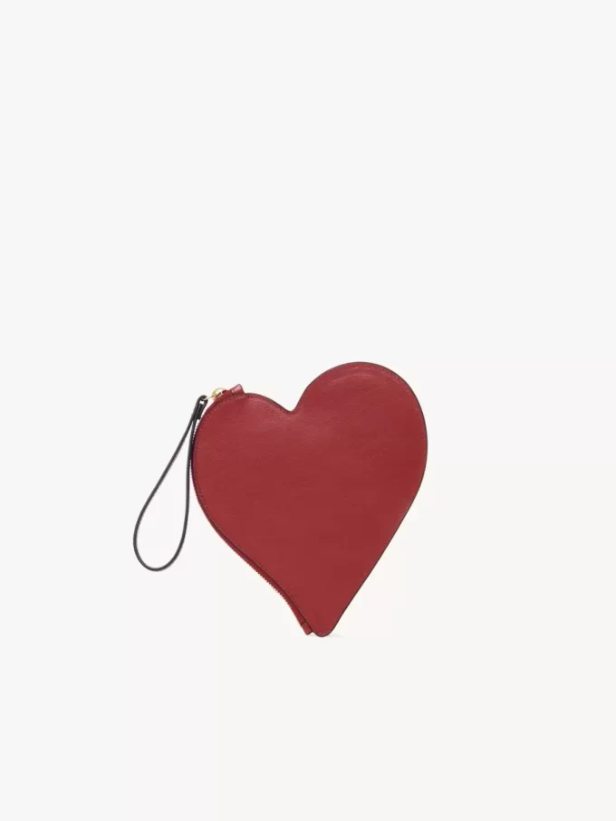 Chloé Symbols Heart flat pouch in grained leather