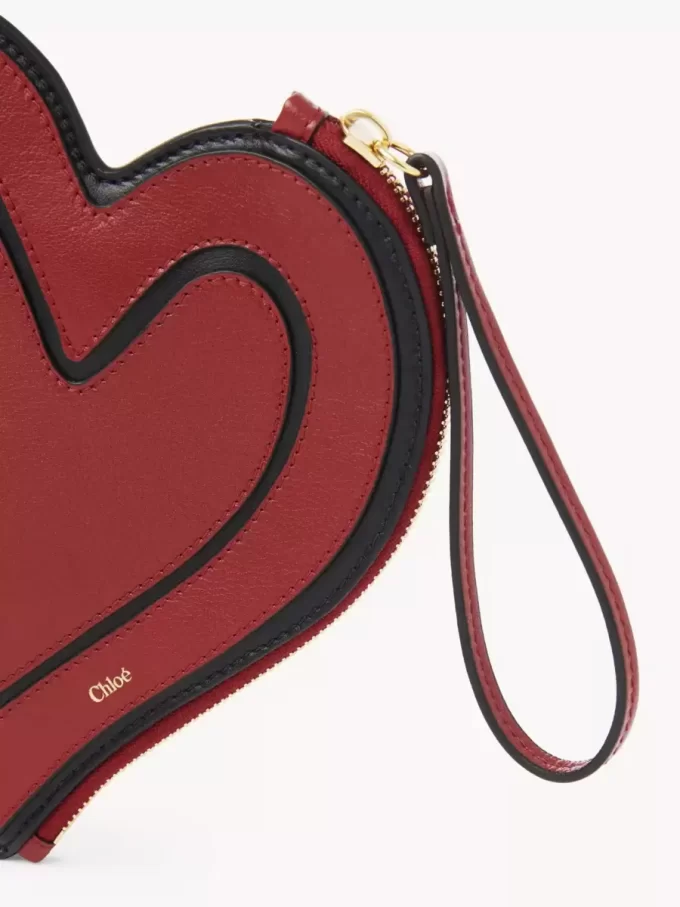 Chloé Symbols Heart flat pouch in grained leather