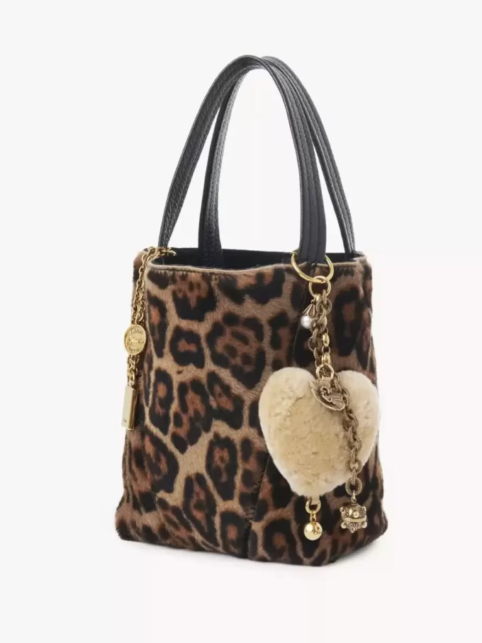 Chloé Symbols Heart Shearling bag charm in brass