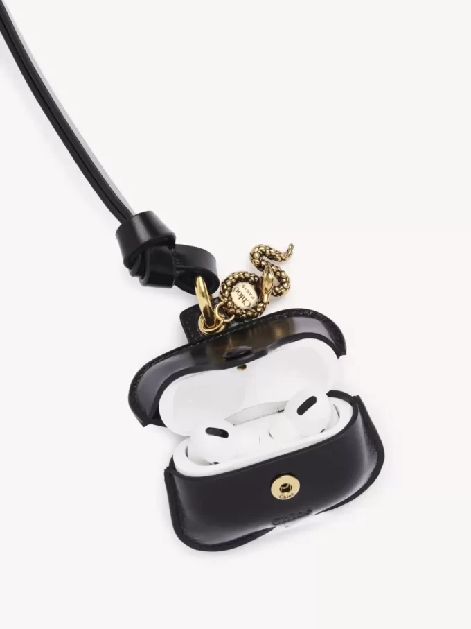 Chloé Symbols Snake earpods case in grained leather Chloé Symbols Snake earpods case in grained leather
