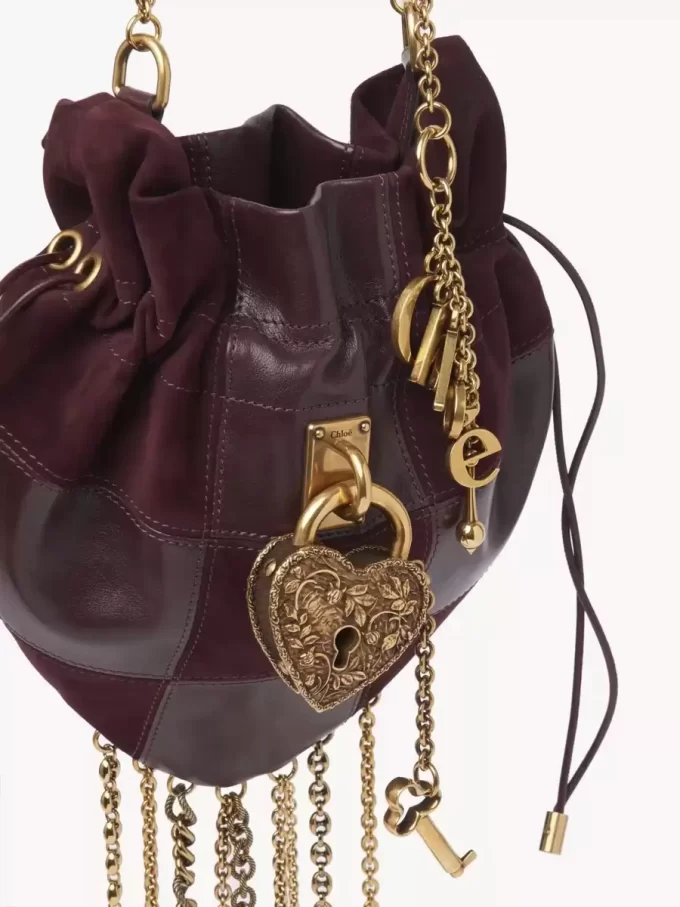 Château Treasures crossbody bag in grained & suede leather