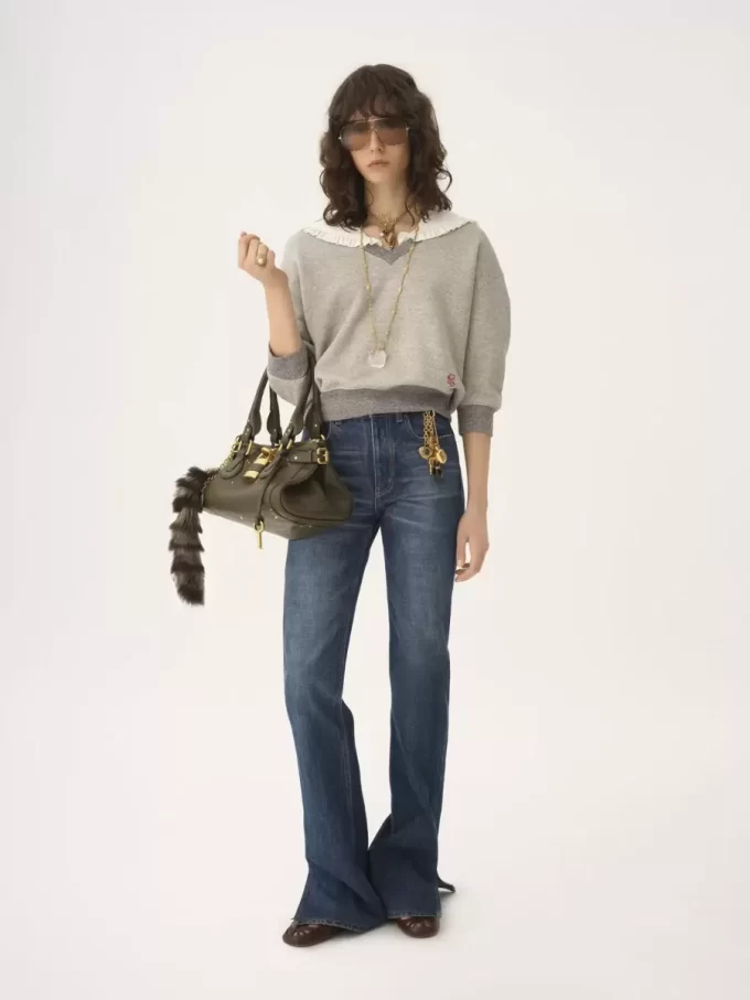 Collar sweater in chiné fleece