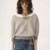 Collar sweater in chiné fleece