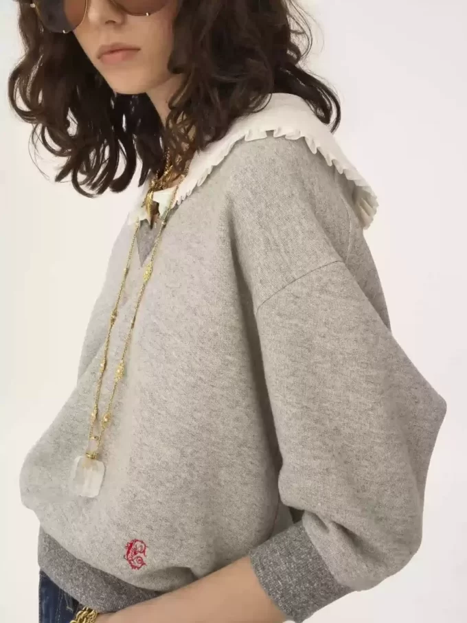 Collar sweater in chiné fleece