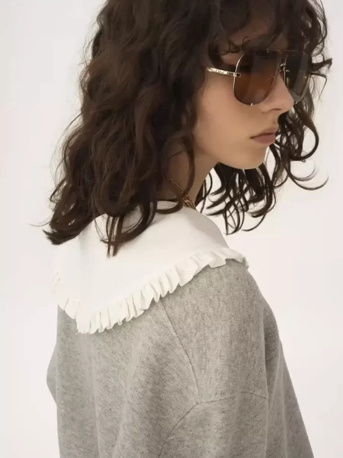 Collar sweater in chiné fleece