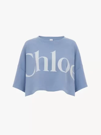 Cropped boxy logo T-shirt in cotton jersey