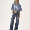 Cropped boxy logo T-shirt in cotton jersey