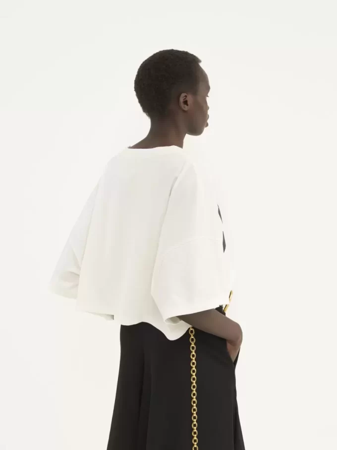 Cropped boxy logo T-shirt in cotton jersey