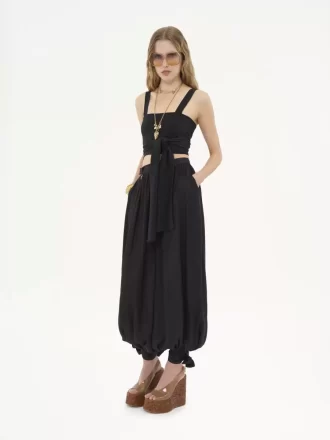 Fluid pleated pants in silk charmeuse