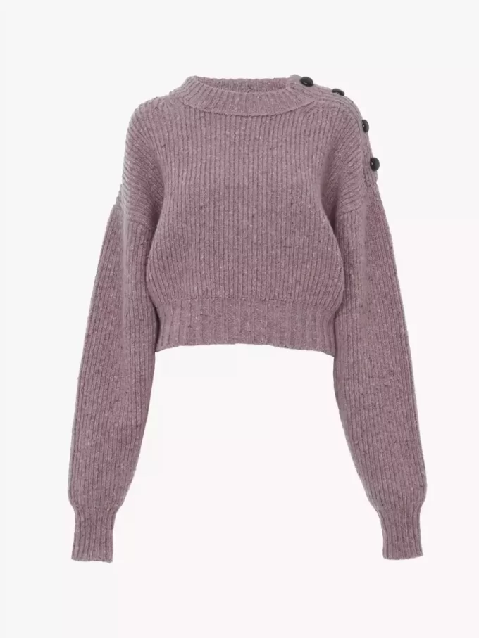Cropped mock-neck sweater in a merino wool knit