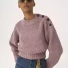 Cropped mock-neck sweater in a merino wool knit