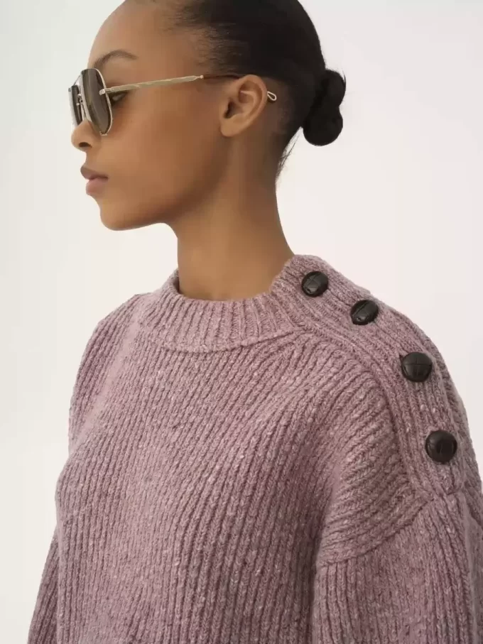 Cropped mock-neck sweater in a merino wool knit